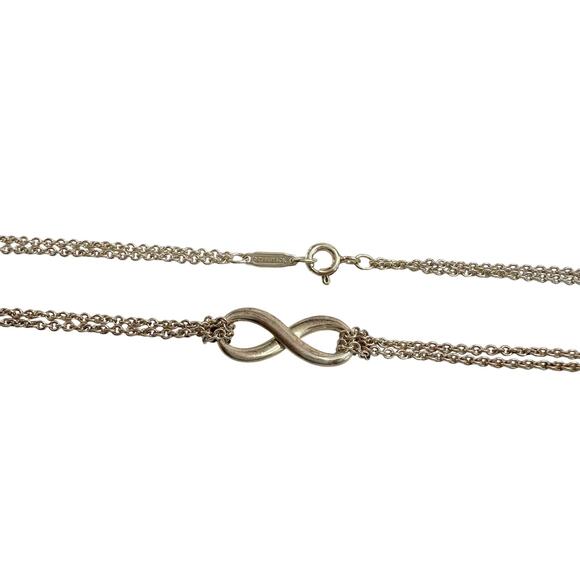 Tiffany & Co Infinity Double Chain Pendant and Necklace in Sterling 16" Chain - Picture 3 of 15